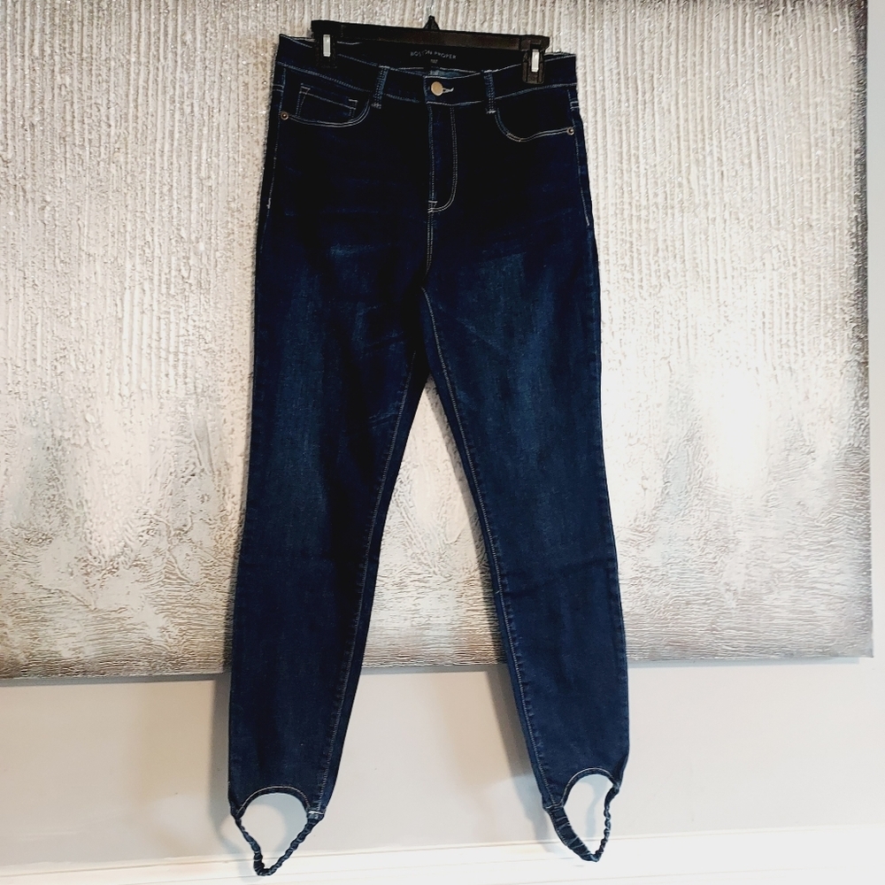 BOSTON PROPER Denim Stirrup Leggings Jeans Sz-8